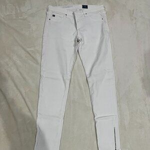 AG Zip-Up Legging Ankle white skinny jeans